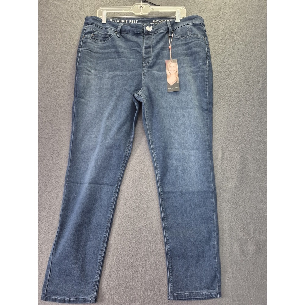 Laurie Felt Los Angeles Silky Ankle Skinny Dark Blue Jeans 1X NWT Vital Stretch